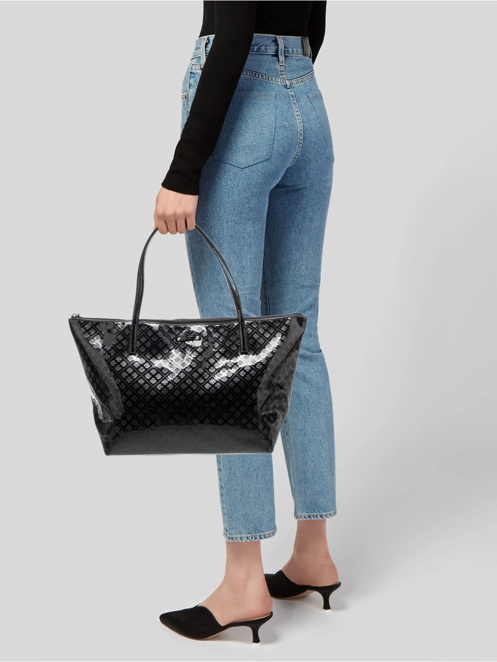 Kate Spade ♠️ NY Black Embossed Patent Tote Large